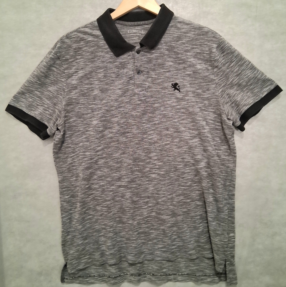 Men's Express Polo Style Sirt : Grey/Black : **Size XL**